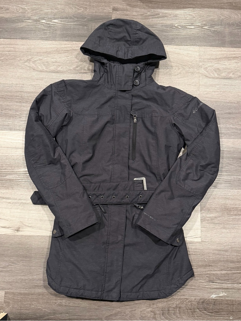 Columbia Omni Tech Parka Women’s Grey Belted Insulated Jacket Size Md